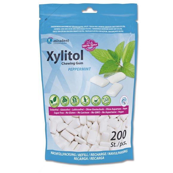 MIRADENT Xylitol Kaugummi Pfefferminz Btl 200 Stk