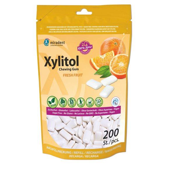 MIRADENT Xylitol Kaugummi Frucht Btl 200 Stk