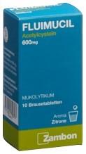 FLUIMUCIL Brausetabl 600 mg Erw citron (D) 10 Stk