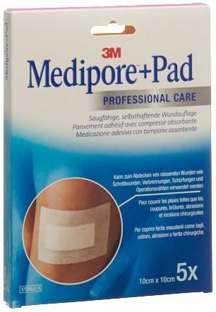 3M MEDIPORE+PAD 10x10cm Wundkissen 5x5.5cm 5 Stk