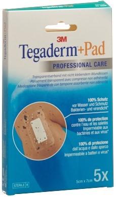 3M TEGADERM+PAD 5x7cm Wundkissen 2.5x4cm 5 Stk