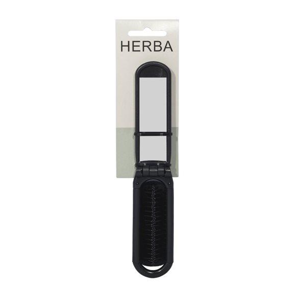 HERBA Klappbürste mit Spiegel schwarz