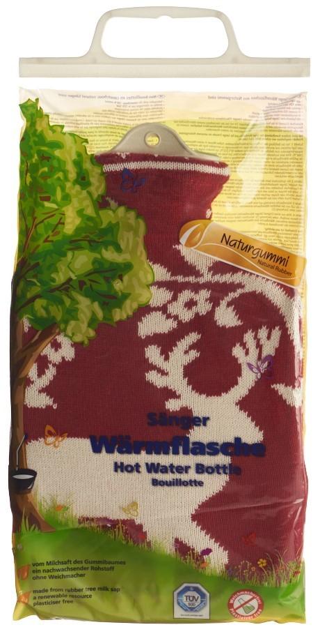 SÄNGER Wärmflasche 2l Strickbezug rot Hirsch