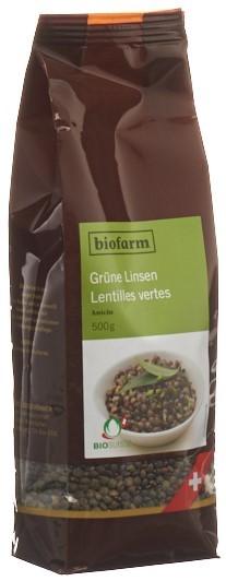BIOFARM Grüne Linsen CH Knospe Btl 500 g