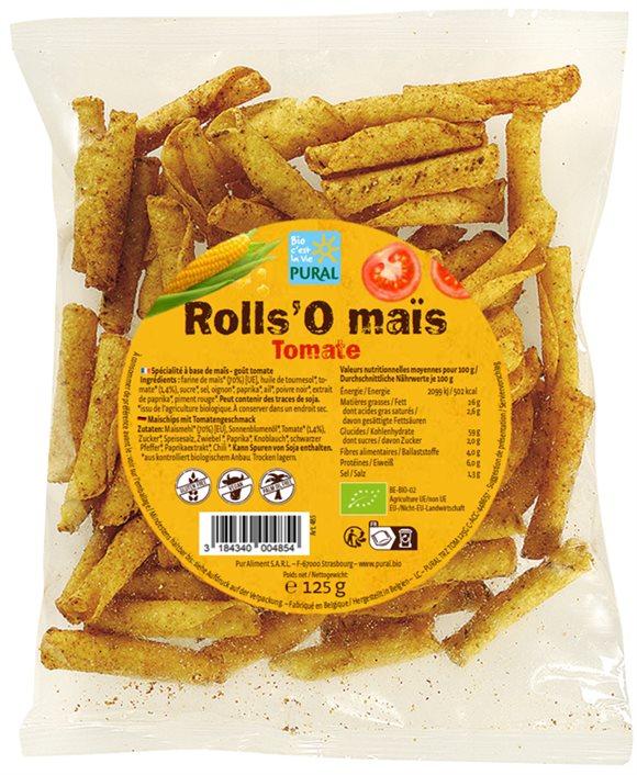 PURAL Mais Rolls Chips Tomate Btl 125 g